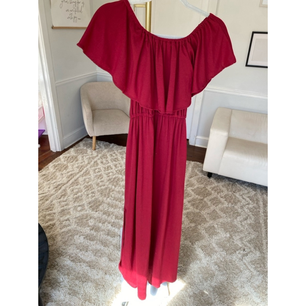 Thanth Off-Shoulder Maxi Dress Cottagecore Romantic Elegant Ruffle Soft Feminine - Picture 3 of 10